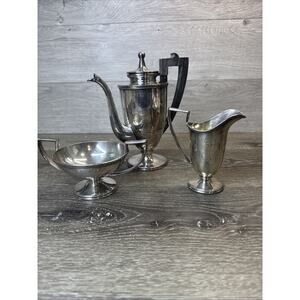 Vintage Victorian Barbour Silver Co Silverplate Teapot w/ Sugar and Creamer Set
